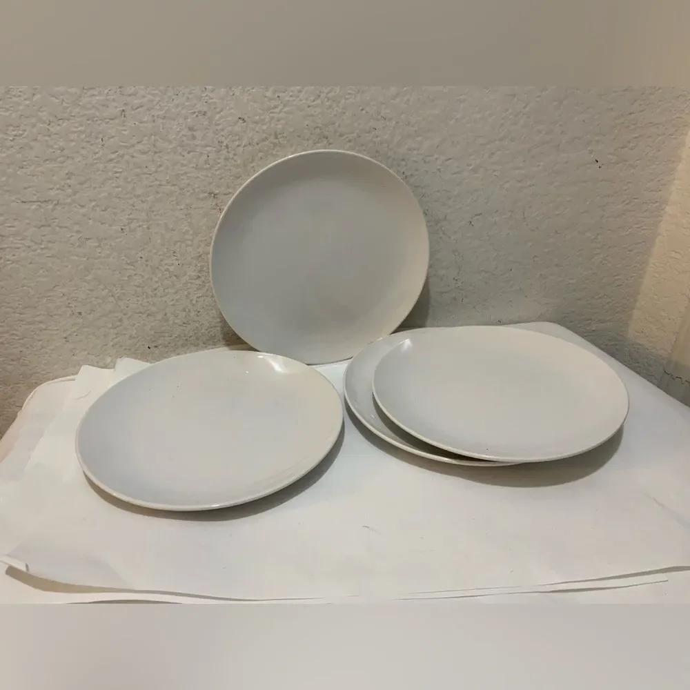 4 WHITE IKEA OF SWEDEN SALAD  PLATES 12011 SOLID DESIGN 8.25  INCHES B7